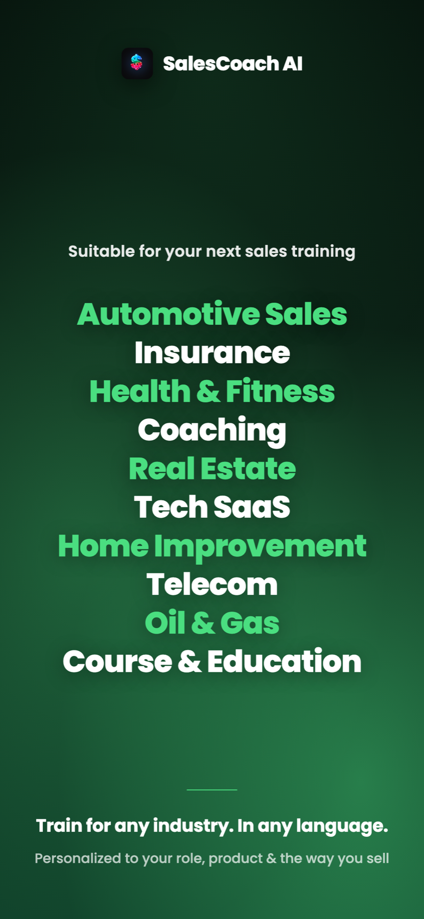 SalesCoach AI — Built for your industry